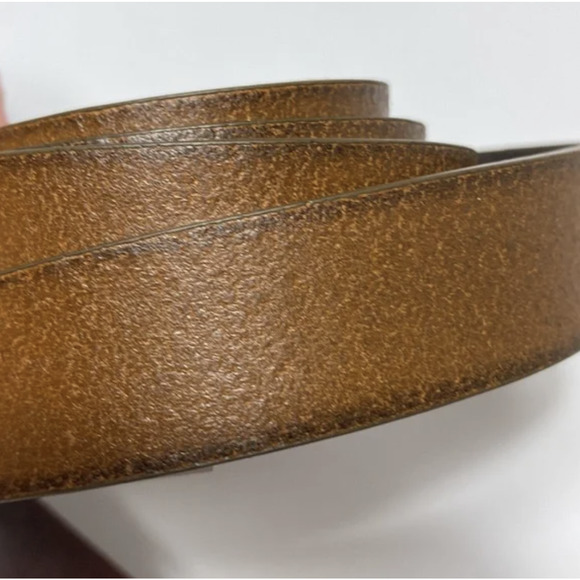 NWT! Frye REVERSIBLE Leather Belt Bronze Gold Buckle Tan Gray Size LARGE 36" - Picture 6 of 8